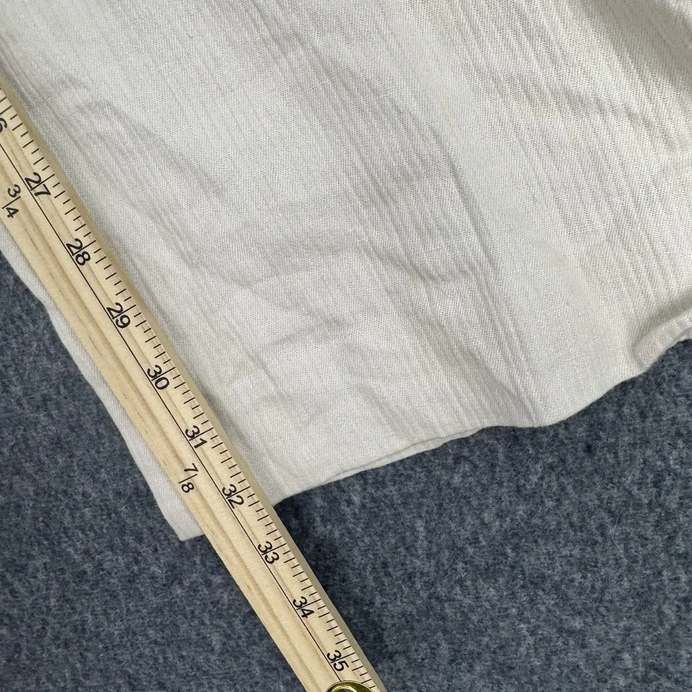 H&M White Linen Wide-Leg Women's Dress Pants, Size 14, Zipper, Flat Front